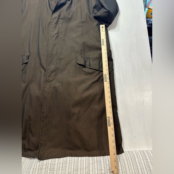 1960s 70s Vintage Larini Men’s 44L Brown Raincoat Overcoat Cravenette Lined - Picture 12 of 12